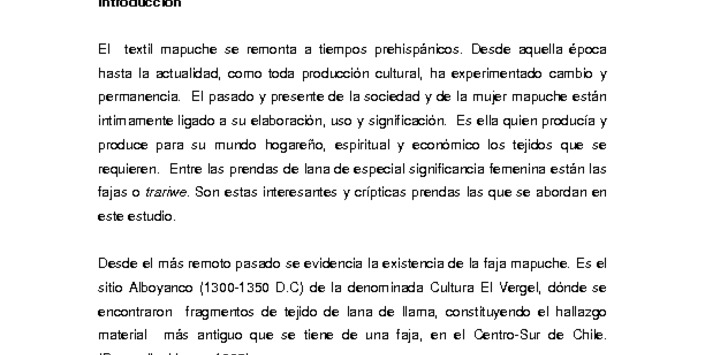 Trariwe, faja de mujer mapuche.2012.