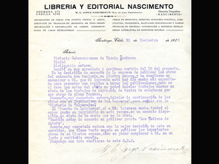 Carta de M.C. Jorge Nascimento a Victoria Subercaseaux